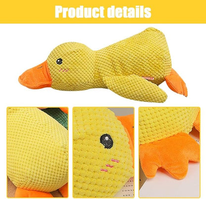 2024 New Quack-Quack Duck Dog Toy, Durable The Mellow Dog Calming Duck Dog Toy, Yellow Stuffed Dog Cat Pet Squeak Chew Toys for Dogs Indoor Puppy (AB Small)