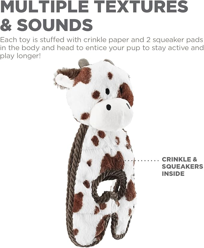 Outward Hound by Charming Pet Cuddle Tugs Cow Plush Squeaky Dog Toy