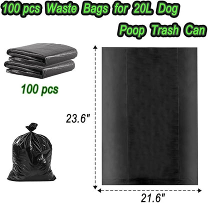 100 Count Dog Poop Bags Sized 23.6" x 21.6" for 20L Dog Poop Trash Can, Black