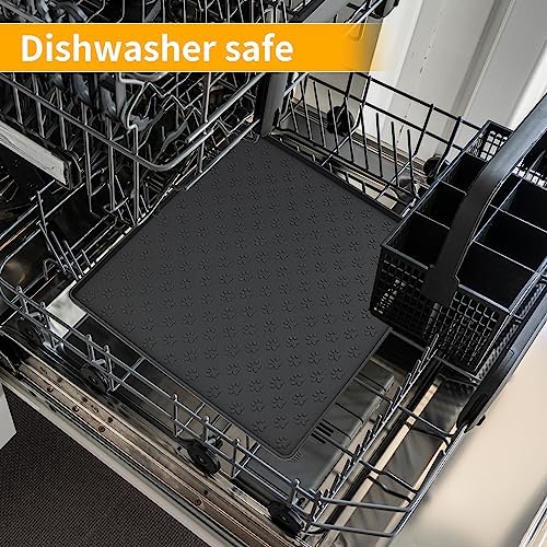 2 Pack Pet Placemat for Dog and Cat, Waterproof Non-Slip Silicone Feeding Bowl Mat Prevent Food and Water Overflow, Puppy Dish Feeder Fountain Trays Suitable for Medium and Small Pets, Black - Image 4