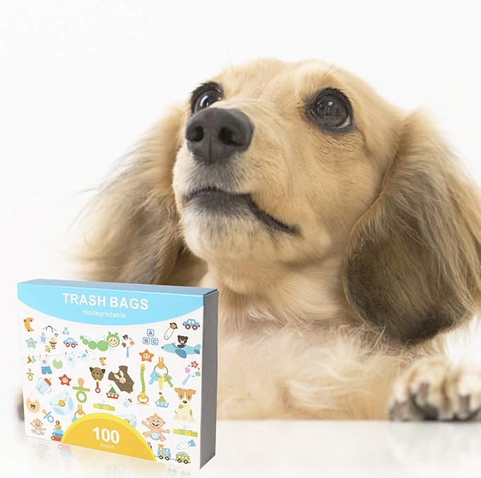 Dog poop bag 100 Counts Biodegradable Poop Bags | Dog Waste Bags, Unscented with Easy-tie Handles Poop Bags for Dogs, Eco-Friendly, Leak Proof, Easy Open, 7.3x 14.5 Inches