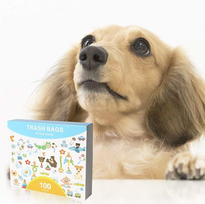 Dog poop bag 100 Counts Biodegradable Poop Bags | Dog Waste Bags, Unscented with Easy-tie Handles Poop Bags for Dogs, Eco-Friendly, Leak Proof, Easy Open, 7.3x 14.5 Inches