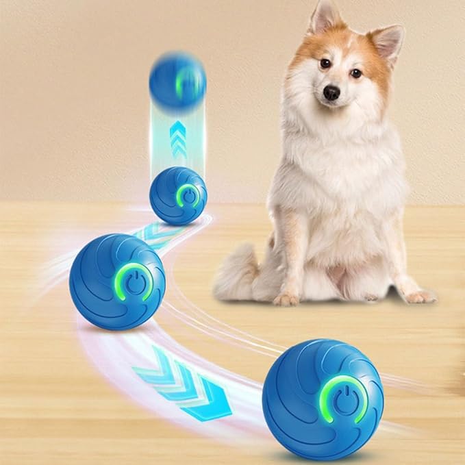 MiOYOOW Interactive Dog Toy, Automatic Dog Bounce Balls with Colorful Light USB Charging Pet Rolling Ball for Dogs Playing Training