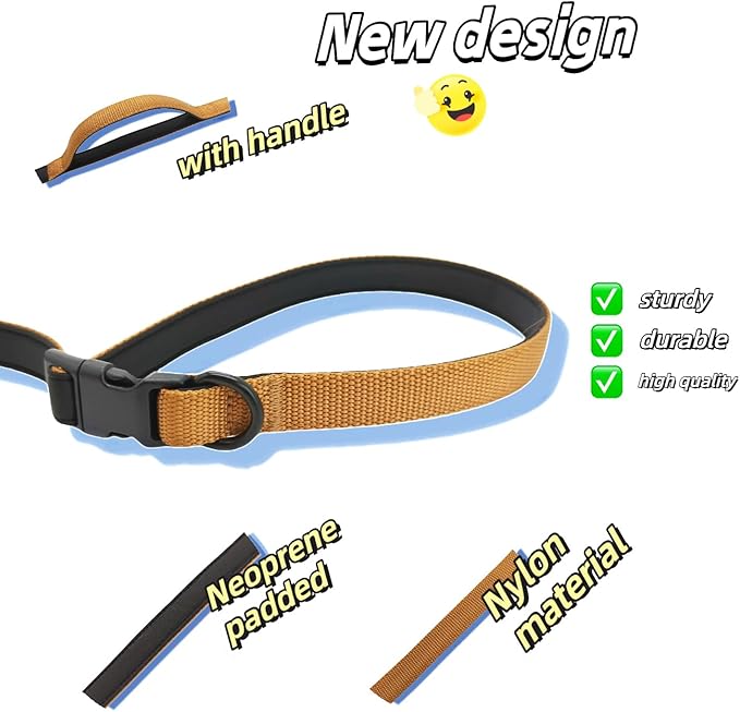 Multifunctional Dog Leash with Extra Handle -4 in 1 Hands-Free Adjustable Dog Leash for Jogging, Walking, Running - Fits Small and Medium-Sized Dogs (Sand, M)