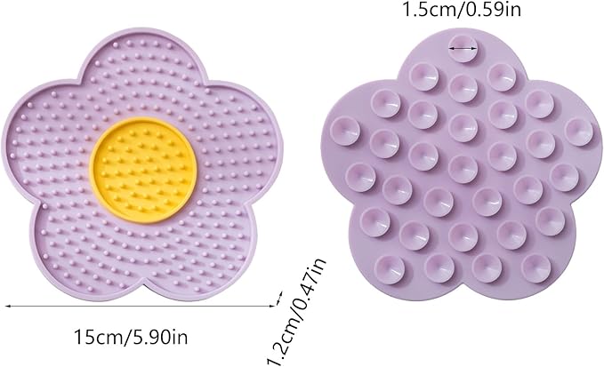 Cats Lick Pad with Suctions Cup Slow Feeders Licking Mat Flower Shape Silicone with Suctions Cup Dog Mat Silicone Dog Treat