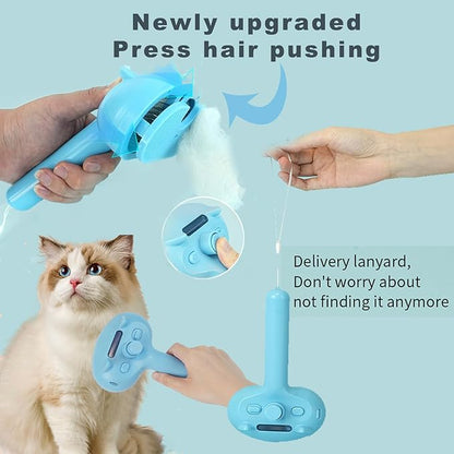 Cat Steam Brush Pet Spray Hair Removal Comb Steam Brush for Shedding & Grooming for Long & Short Haired Pets (2pcs Blue and white)