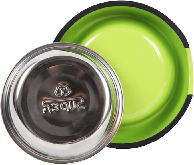 Pet Bowls Stainless Steel Dog Cat Pet Bowl Universal Pet Water and Food Bowls 4 Sizes and 5 Colors Available (XL, Green)