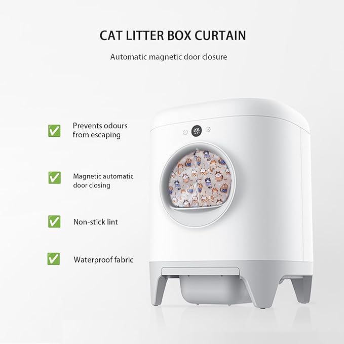 Curtain for Self Cleaning Cat Litter Box,Reduces Cat Litter Bounce, Stops Odors from The Litter Box Self Cleaning (Yellow)