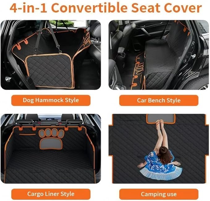 Dog Car Seat Cover for Toyota Tacoma Access Cab 2012-2023,Car Dog Mat for Back Seat Dog Hammock with Mesh Window Scratch Proof Nonslip Waterproof Durable Machine Washable,Grey