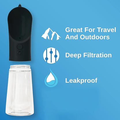 Portable PET Travel DOG on-the-go CAT WATER BOTTLE. Best Leak-Proof Water fountain for small cats, dogs. 12oz