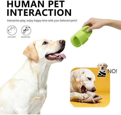 MECOOL Dog Toy Unbreakable Slippers Squeaky Dog Toys for Teehing Chewing Size for Medium and Samll Breeds (Green)