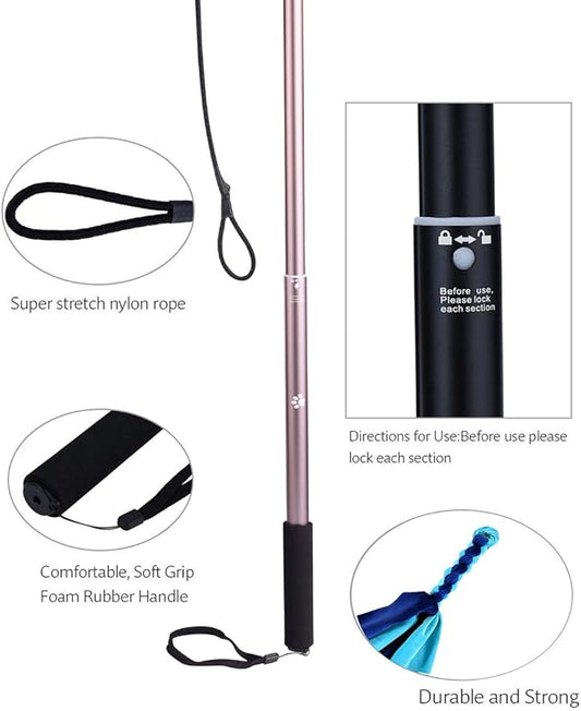 GoodsBeauty Flirt Pole for Dogs - Extendable Flirt Pole with 2pcs Fleece Lure Tugs for Dog Outdoor Entertainment, Train and Exercise, New Coffee