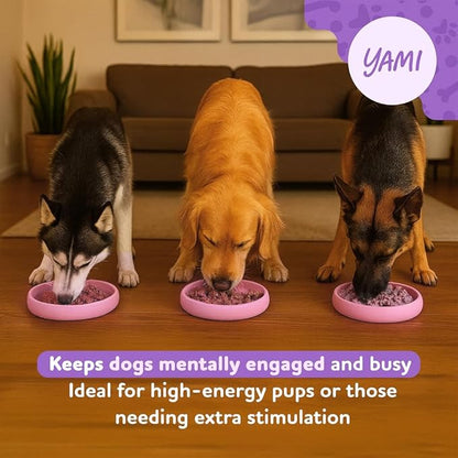 YAMI Bowl Lick Mat for Dogs & Cats, Slow Feeder Bowls, Cat Slow Feeder, Dog Enrichment Toys with Suction Cup for Anxiety Relief, Food-Grade Silicone, Dishwasher Fit, for All Breed (Light Pink)