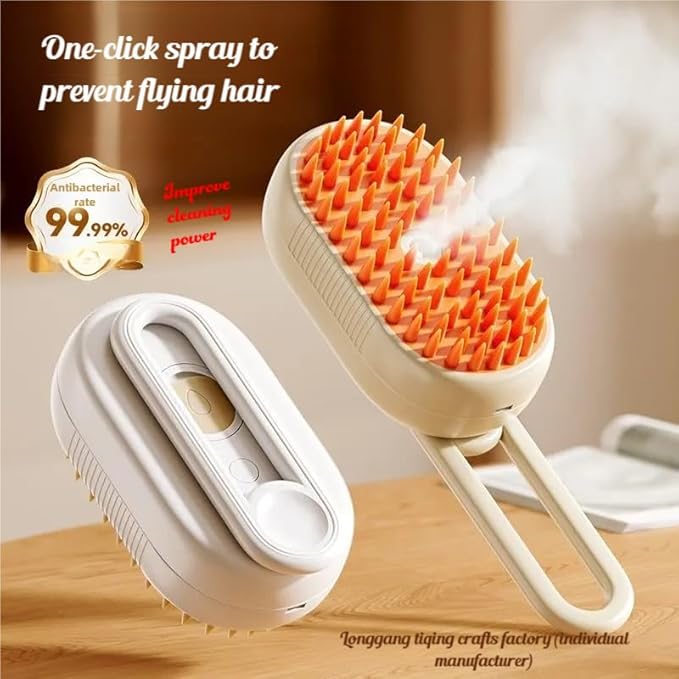 360° Rotating Cat Brush for Hair Removal and Grooming - Non-Slip ABSPet Hair Brush with Ergonomic Handle, Gentle Brushes for Cats, Dog & Small Animals (Khaki)