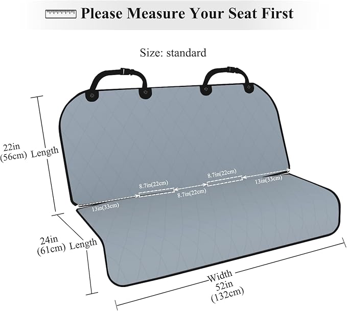 VIVAGLORY Dog Seat Cover Quickcover Seat Protector for Dog, Backseat Cover for Car, Back Rear Backseat Bench Protector, Standard, Grey