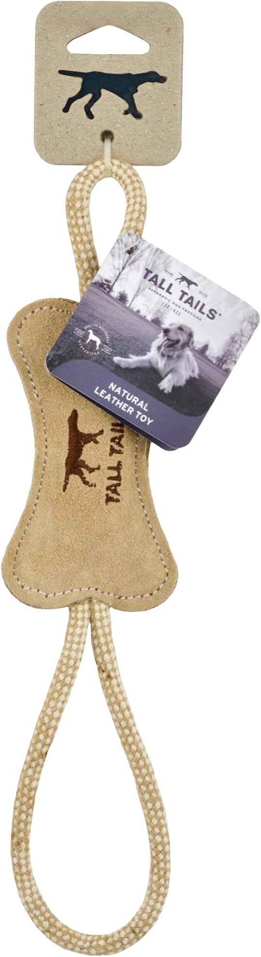Tall Tails Dog Natural Leather Bone Rope Tug Toy for Dogs, 12 Inches