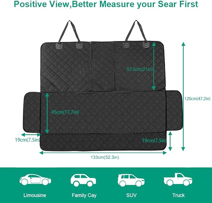 ANOSOSPECIAL Dog Car Seat Cover for Back Seat Cover,Non Stick Fur Rear Seat Protector for Pet,Nonslip Waterproof Durable Universal Fit Interior Backseat Covers for Auto Van SUV