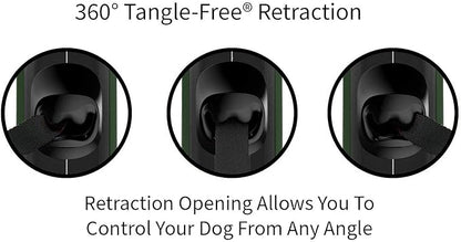TUG Oval 360° Tangle-Free Retractable Dog Leash with Integrated Waste Bag Dispenser (Large, Green)