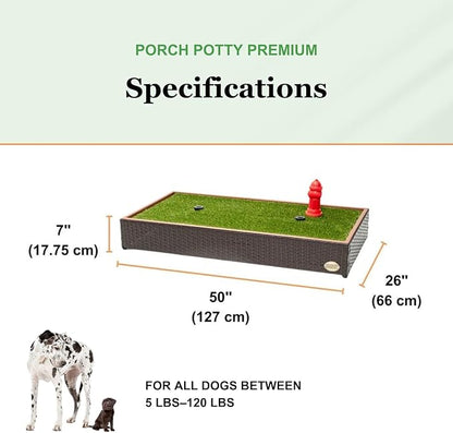 Porch Potty Artificial Grass for Dogs With Sprinkler - Top of the line Premium Quality 26x50x7 Reusable Potty Training Pad for dogs - Washable Pee Pad for Dogs - Instant Drainage - 4x2 Feet Grass Area