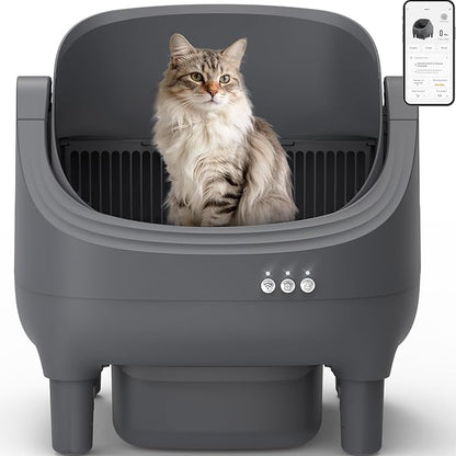 Self Cleaning Litter Box: Automatic Cat Litter Box with App Control – Scoop Free, Large Capacity for Multiple Cats, Odor Control, Ultra Quiet, Smart Safety Sensors