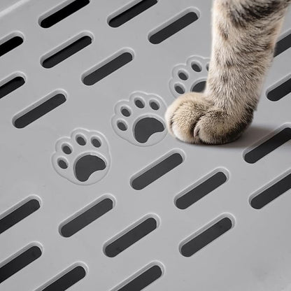 Cat Ramp for Litter Box Step, Self Cleaning Cat Litter Box Ramp Trapper with Storage Double Layered, Small Step Pedal Stool with Filter Function Steps for Small & Elderly Cats(Gray 11.8"x 7.87"x 3.3")