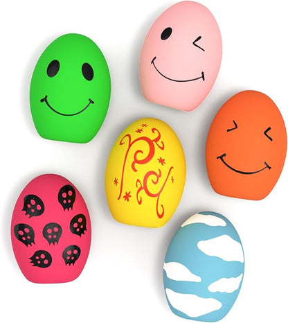 Dog Toys, Squeaky Latex Rubber Bouncy Balls, Squeaky Egg Dog Toys Balls, 6 Pack Interactive Squeak Dog Toy Set for Small Medium Pets Puppies Dogs (6 Pack, Small)