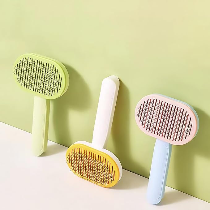 Cat Brush, Dog Brush, Self Cleaning Slide Brush, Pet Grooming, SheddingHair, Fluffy Dog Hair Puppy Kitten, Pet Accessories. (Green)