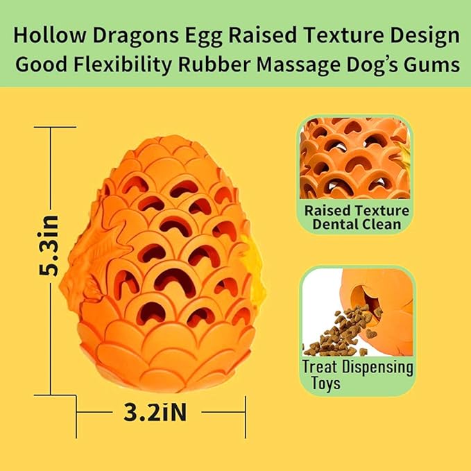 Premium Dog Toys for Aggressive Chewer Large Breed, Indestructible Tough Dog Chew Toys for Large Medium Dogs,Durable Dog Puzzle Toys Dragon Dinosaur Egg Design