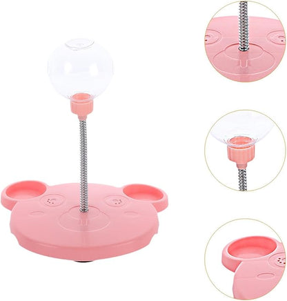 Dog Cat Slow Feeder Toy, Pet Feeding Toy Treat Ball,Funny,Interactive,Cat Treat Toy Food Dispenser for Kitty Indoor Puppy Exercise, Bear, Pink