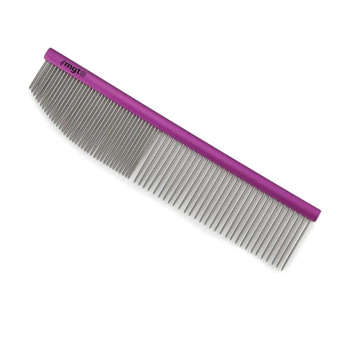 Dog and Cat Grooming Combs Contour Custom Coat Fur Finishing Shape Fluff Style and Primp (7.5 inch Angled End Comb)