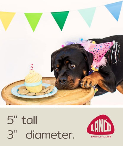Lanco Dog Birthday Cake Toy - Squeaky Dog Toys - Dog Puppy Birthday Gift - Dog First Birthday - 100% Natural Rubber - Happy Birthday Dog Toy for Small Medium Large Dogs -Handmade