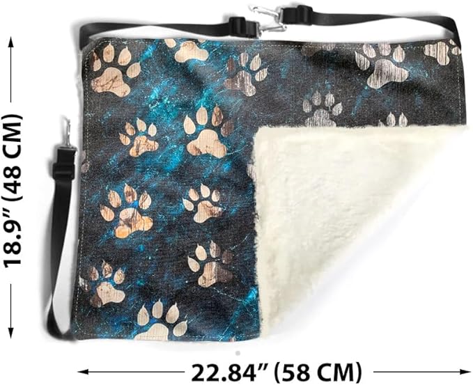 WIRESTER Reversible Cat Hanging Hammock 22.8 x 18.9 Inch, Pet Cage Hammock Bed with Adjustable Straps, Soft Sleeping Hammock for Cat, Ferret, Puppy Dog, Rabbit, Small Animals - Silver Dog Paws