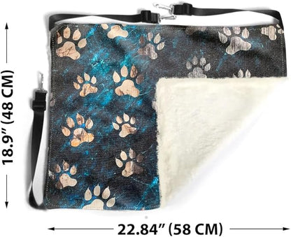 WIRESTER Reversible Cat Hanging Hammock 22.8 x 18.9 Inch, Pet Cage Hammock Bed with Adjustable Straps, Soft Sleeping Hammock for Cat, Ferret, Puppy Dog, Rabbit, Small Animals - Silver Dog Paws