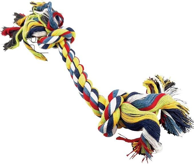 Diggers Multicolored Rag Bone Cotton Rope Dog Tug Toy Small