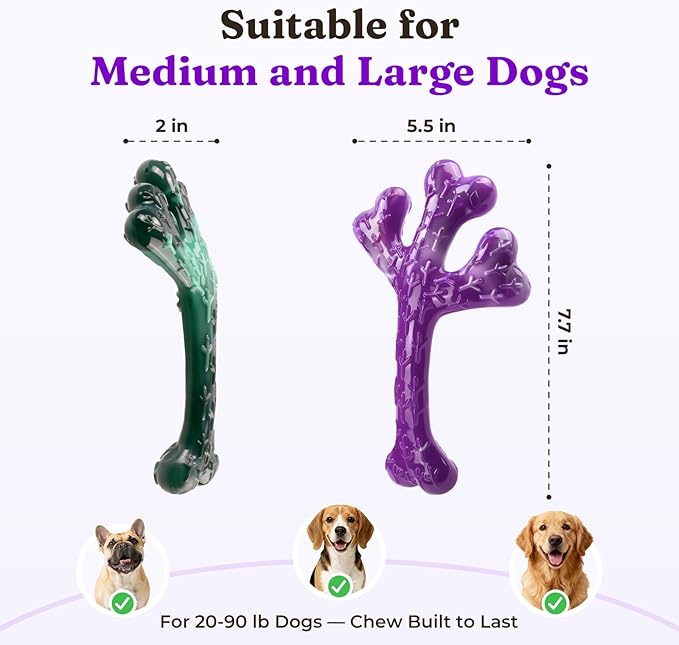 6 Pack (XL Cactus) Indestructible Tough Dog Toys for Aggressive Chewers: Beef Flavored Chew Bone for Large Dogs 20-90 lbs, Long Lasting & Keep Them Busy
