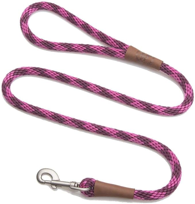 Mendota Pet Snap Leash - British-Style Braided Dog Lead, Made in The USA - Ruby, 1/2 in x 6 ft - for Large Breeds