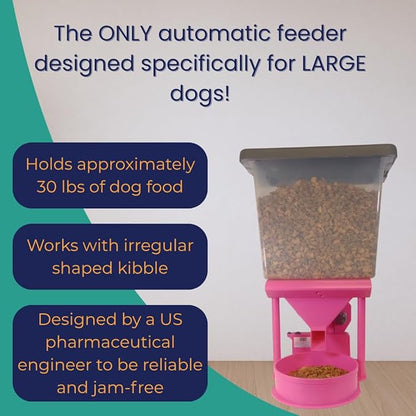 Precision XL Automatic Large Dog Feeder, 30 lb Storage Capacity, Program up to 4 timed Meals/Day with Smartphone, JAM-Free (Royal Blue)