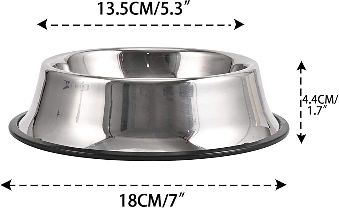 2Packs Stainless Steel Dog Bowl with Anti-Skid Rubber Base for Small/Medium/Large Pet, Perfect Dish, Pets Feeder and Water Choice Puppy Cat Kitten (8oz)