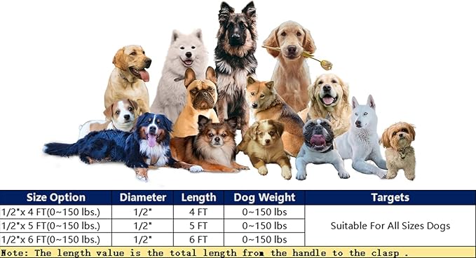 Heavy Duty Dog Leash for Large Medium Small Breed Dogs, Reflective Rope Dog leashes with Comfortable Handle,4/5/6 FT Pet Puppy Leash for Night Walking with Poop Bag Holder,Sky Blue,1/2 inch