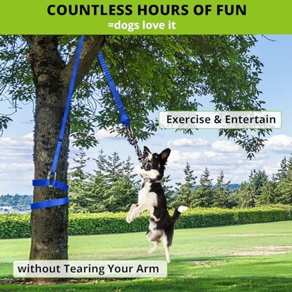 Dog Hanging Bungee Tug Toy: Interactive Tether Tug-of-War for Pitbull Small to Large Dogs to Exercise and Training Equipment - Outdoor Tree Tugger Dog Rope Toy with 2 Chew Rope Toys - Blue - Image 7