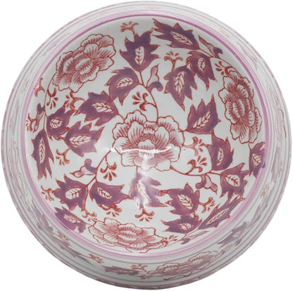Aimusego 25 FL OZ / 3.2 Cups Handpainted Ceramic Dog Bowl, Purple and White Chinoiserie Floral Vintage Cute Heavy Duty Non-Slip Pet Feeding Dish for Medium Dogs-Dishwasher, Microwave Safe