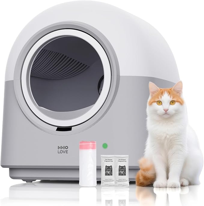 Self-Cleaning Litter Box Automatic Electronic Hands-Free Smart Robot self Cleaning Litter Box - Large 60L Capacity, Safe Anti-Pinch,with Deodorizer and Liner,for Multiple Cats (Grey Pro)