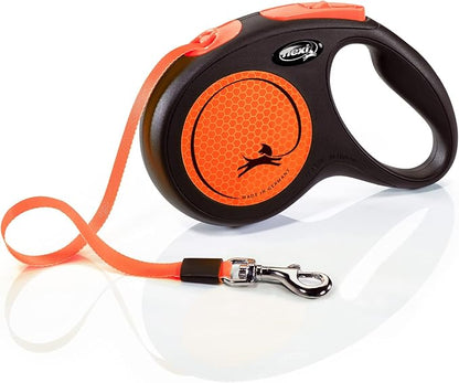Flexi New Neon Tape Orange Medium 5m Retractable Dog Leash/Lead for Dogs up to 25kgs/55lbs