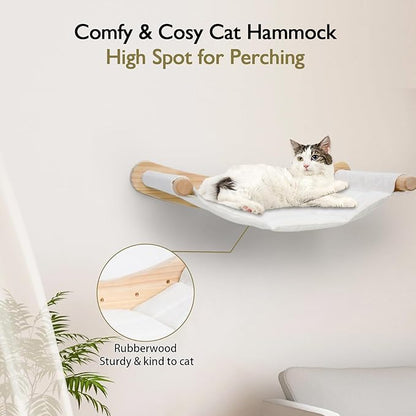Heavy Duty Wooden Wall Mounted Cat Hammock - 21 * 18 in for Extra Large Indoor Cats 30 Lbs