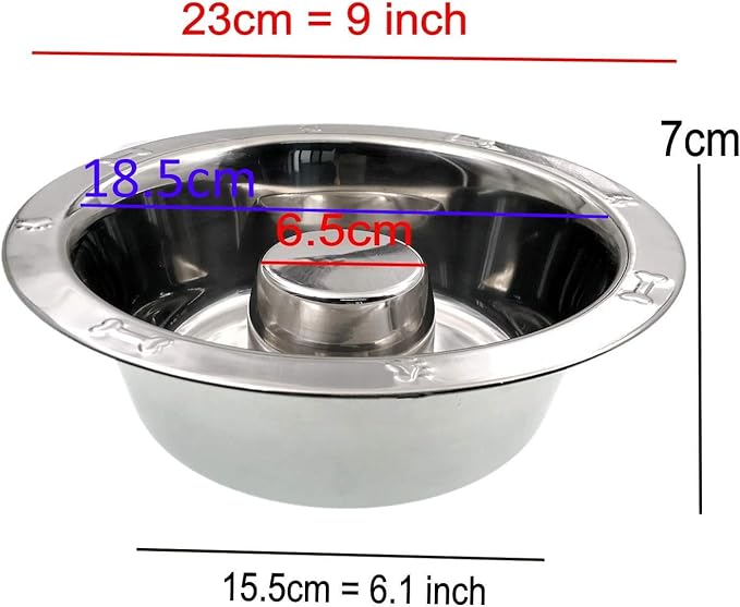 JZK Stainless Steel Dog Bowl for Slow Eating, Slow Feeder Large Dog Bowl, Slow Feeding Metal Dog Bowl, pet Bloat Stop Food Bowl