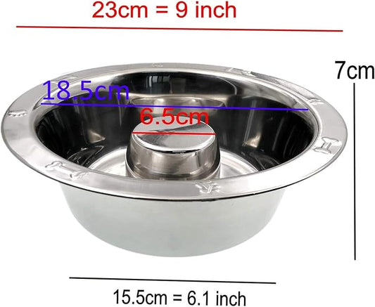 JZK Stainless Steel Dog Bowl for Slow Eating, Slow Feeder Large Dog Bowl, Slow Feeding Metal Dog Bowl, pet Bloat Stop Food Bowl