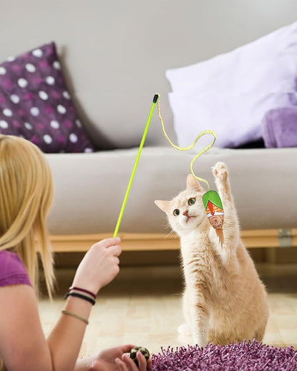 Interactive Cat Toys Donald Trump Toy, Trump Doll Feather Wand Toy, Catnip Toys, Cat Teaser Wand String, Fishing Pole,Kitten Play Exercise Toys,Halloween