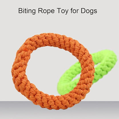 Cyrank 2PCS Ring Dog Toy, Indestructible Cotton Rope Toy for Dog Teething, Cleaning, Playing & Training, Medium & Large Dogs