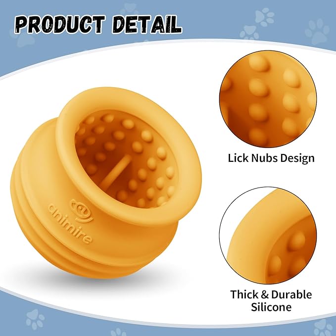 Treat Dispensing Dog Toy, Long-Lasting Interactive Puzzle Toys for Dogs, Stuffable Dog Enrichment Frozen Lick Treat Toy for Boredom, BPA Free Silicone Fetch Catch Chew Toy (Orange,L)