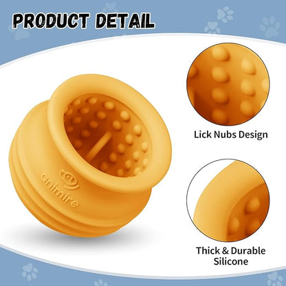 Treat Dispensing Dog Toy, Long-Lasting Interactive Puzzle Toys for Dogs, Stuffable Dog Enrichment Frozen Lick Treat Toy for Boredom, BPA Free Silicone Fetch Catch Chew Toy (Orange,L)